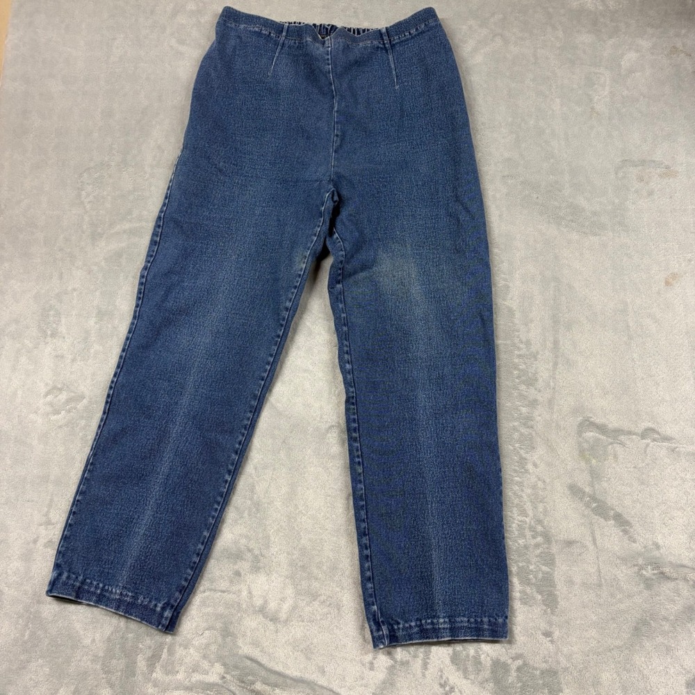 VTG Chic Womens Size M High Rise Elastic Waist Pull On Straight Leg Jeans Blue M
